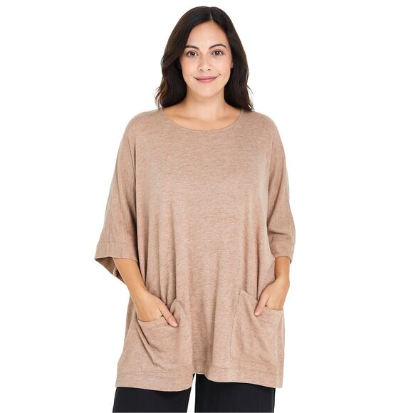Pure Jill Top Women Brown M/L Pima Cotton Blend Minimalist Cozy Cozycore Soft - Picture 1 of 8